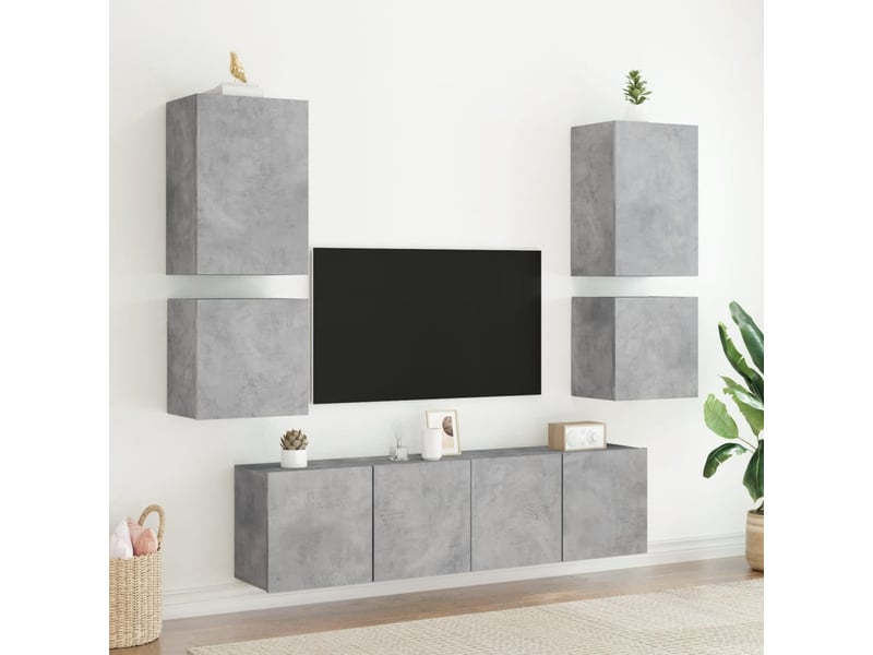  Meuble tv - banc tv - meuble de rangement mural gris béton 40,5x30x40 cm bois d'ingénierie  - Conforama D
