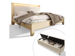 Lit 2 places 160x200 cm WISHDOR   coloris beige