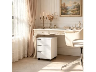 Caisson mobile 3 tiroirs 40x50x57,5 cm blanc mdf et métal, rangement de documents sur roulettes