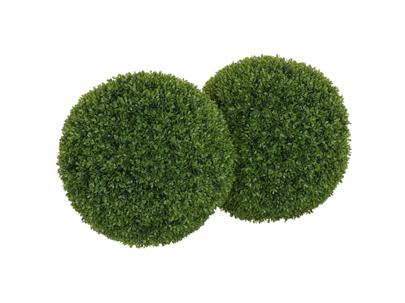  Lot de 2 boules de buis, plantes artificielles vertes avec protection uv, idéales pour l'intérieur et l'extérieur.  - Conforama B