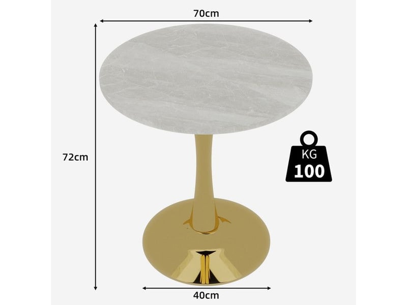  Table basse moderne - doré+blanc - marbre artificiel - style milieu du siècle 70x70x72cm - Conforama C