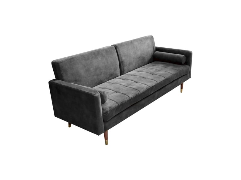 Canapé droit atelia gris convertible – canapé-lit design en velours avec structure en bois massif - Conforama A