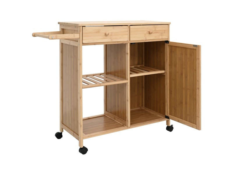  Desserte de cuisine, chariot de rangement avec roues naturel 90,5x36x86,5 cm  - Conforama D