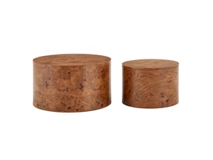 Tables basses gigognes rondes avec rangement intérieur et couvercle amovible aspect bois marron en mdf pour salon