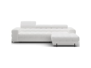 Canapé d'angle droit fixe MEUBLORAMA  3 places Polyester blanc avec coffre de rangement