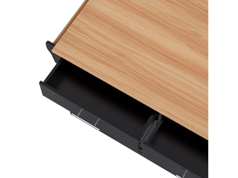 Îlot de cuisine 120x46x91,5 cm, desserte extensible avec portes, tiroirs, porte-serviette et étagères réglables, mdf, noir - Conforama D