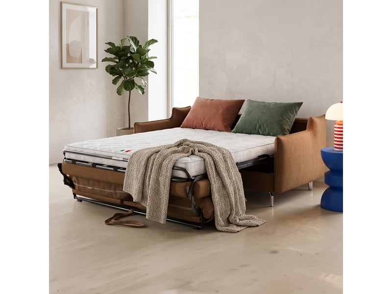  Canapé droit convertible 3 places en tissu chenille moka - ouverture express - astoria Astoria - Conforama C