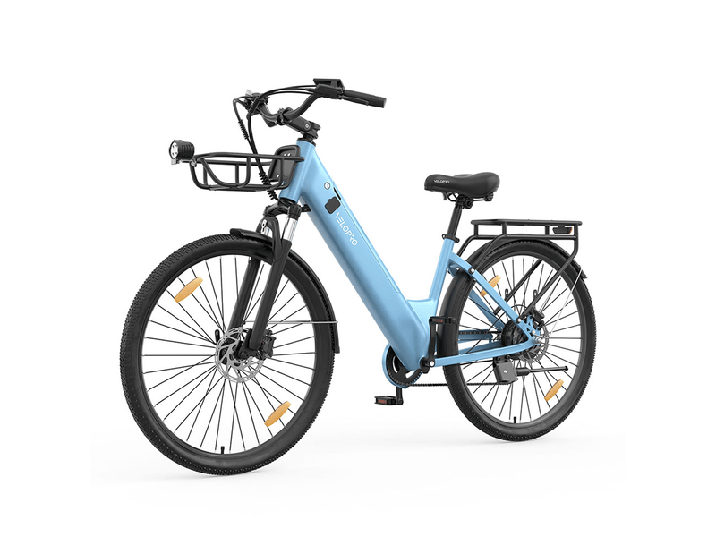 Velopro c1 pro vélo électrique 250w 36v 18ah 27.5*1.95 cadre ouvert adulte vélo de ville pour trajets quotidiens avec panier porte-bagons arrière écran lcd couleur capteur de vitesse frein à disque hydraulique 7 vitesses 25kmh - Conforama A