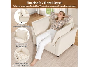 Fauteuil relax manuel Beige <strong></strong> Velours beige