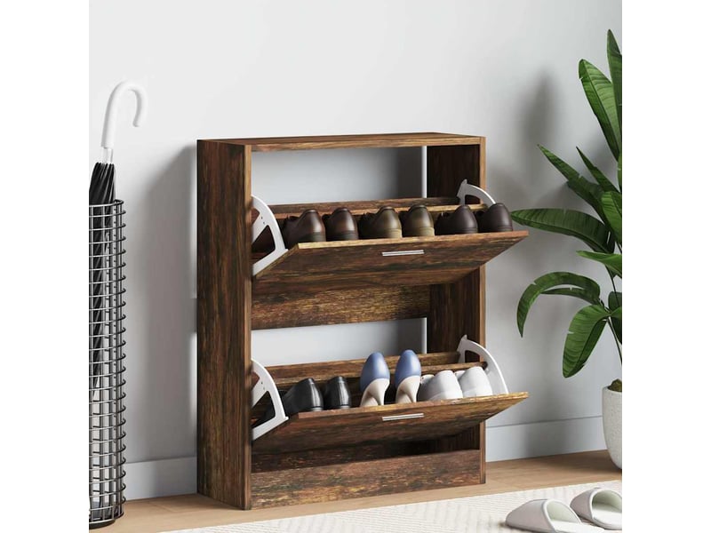  Meuble à chaussure | armoire à chaussures chêne fumé 63x24x81 cm bois d'ingénierie  - Conforama B