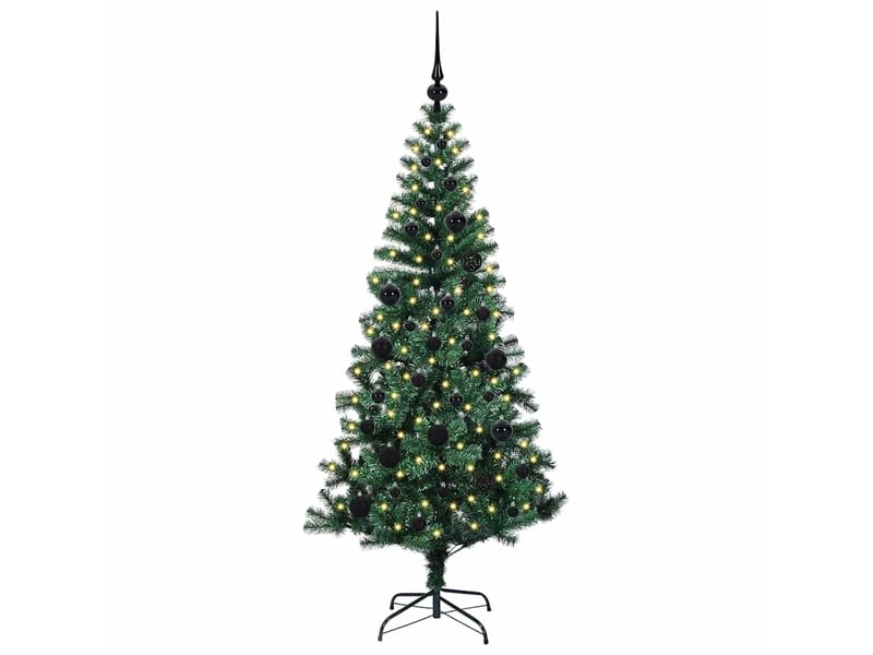 Sapin de noël artificiel, arbre de noël pré-éclairé vert 150 cm pvc et métal shl3262 - Conforama C