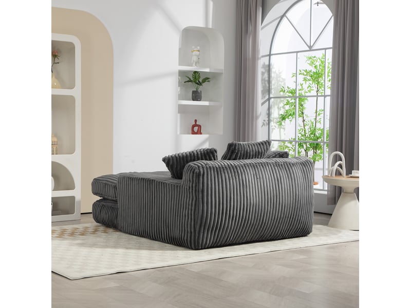  Canapé de sol modenvie en velours côtelé gris foncé 125 x 155 x 63 cm avec 3 coussins  - Conforama E