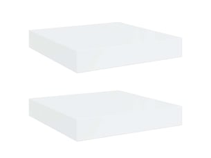 Lot de 2 étagères flottantes, étagères murales blanc brillant 23x23,5x3,8cm mdf cf42259