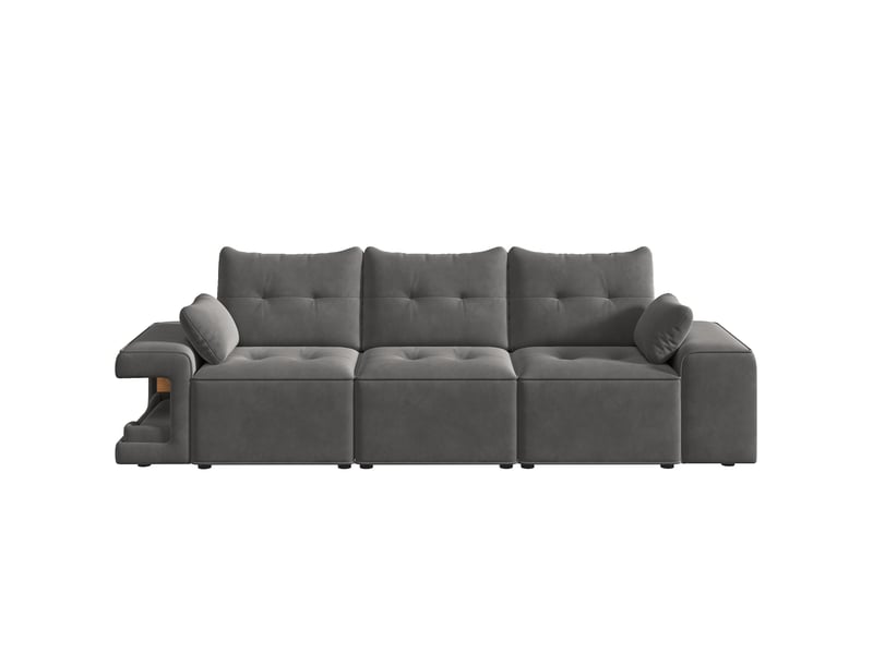 Canapé modulable 3 places cloud gris avec rangement intégré et 2 coussins - Conforama A
