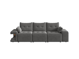 Canapé modulable 3 places cloud gris avec rangement intégré et 2 coussins