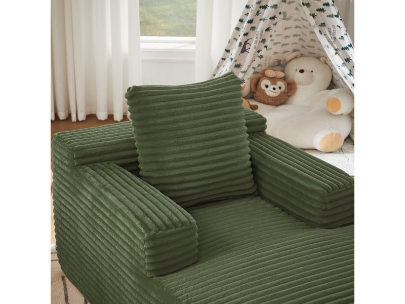  Chaise longue canapé en velours côtelé - méridienne confortable sans montage fauteuil relax de salon et bureau 1 place - vert  - Conforama D