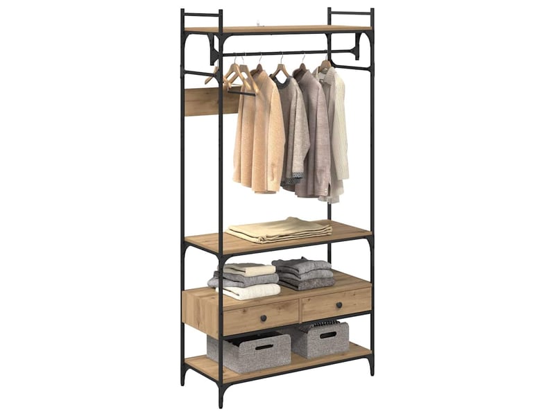 Armoire chambre, armoire de rangement chêne artisanal 89x39x184.5 cm bois d'ingénierie - Conforama C