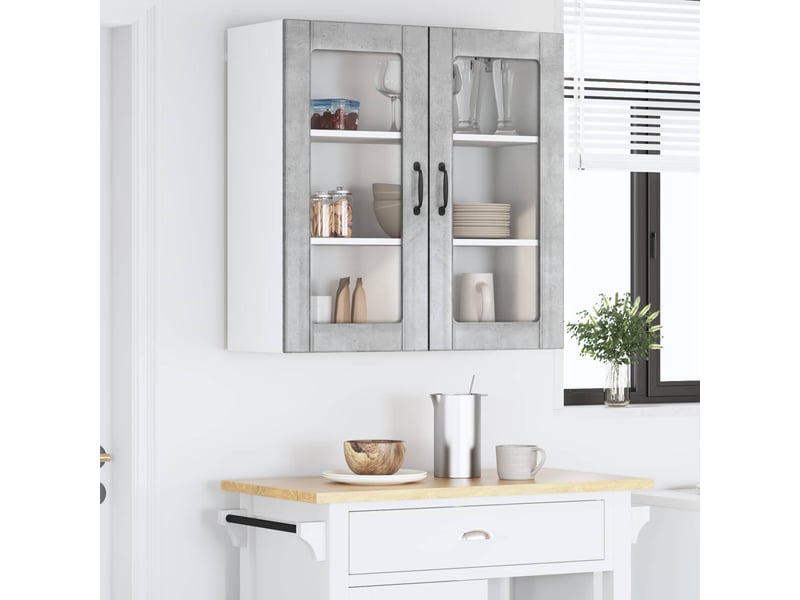  Meuble mural de cuisine, cabinet en verre mural gris béton 80x31x80cm shl8644  - Conforama D