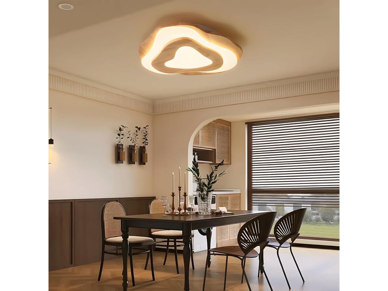 Plafonnier led en bois nuages ø40cm lumière chaude - Conforama E