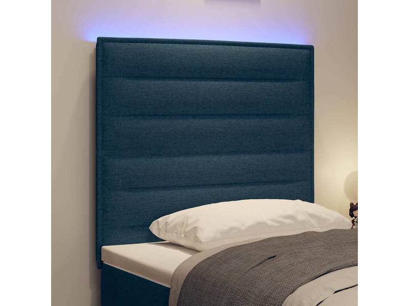 Tête de lit | panneau de tête de lit led avec bandes led bleu 80 cm tissu - Conforama E
