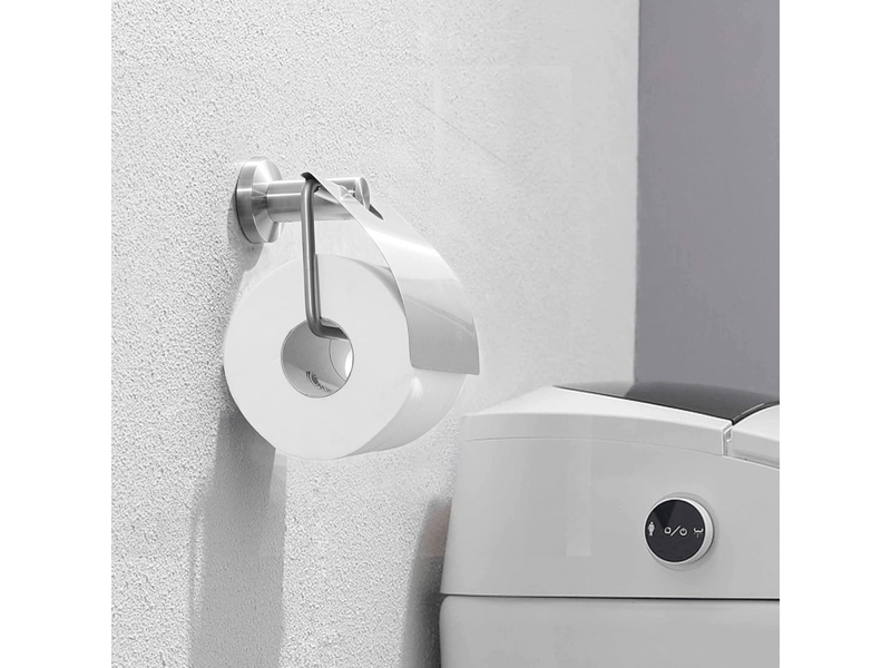  Porte-rouleau de papier toilette avec couvercle, porte-papier toilette brossé, pince en acier inoxydable pour salle de bain  - Conforama B
