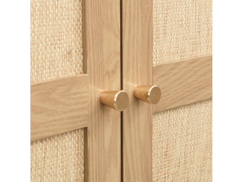  Armoire 2 portes avec penderie et 2 tiroirs 80x55x180 cm chêne et beige  - Conforama E