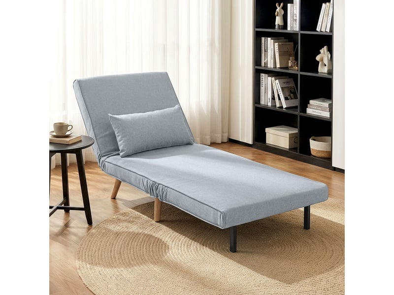 Fauteuil chauffeuse convertible 3 en 1 lit fauteuil lit 1 dossier place 5 positions en tissu avec coussin, gris - Conforama D