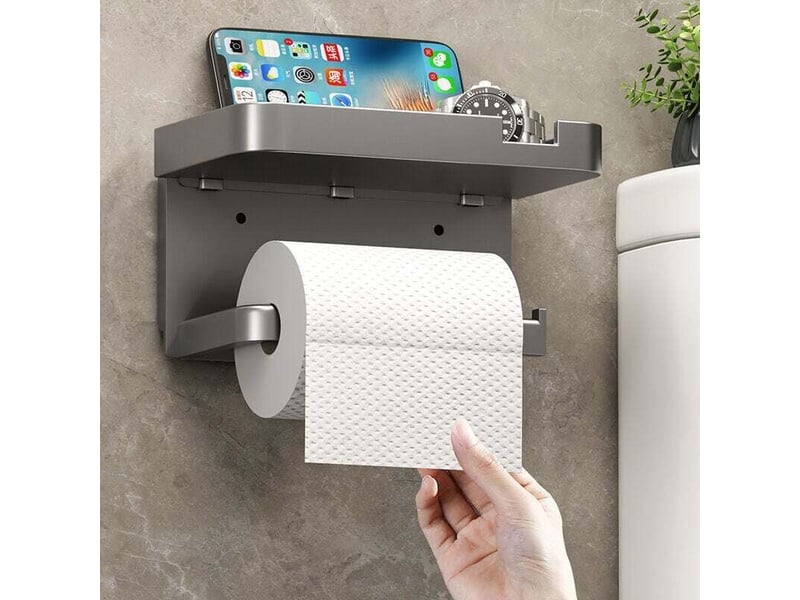  Porte papier toilette, acier inox auto-adhésive et mural pour salle de bain suspension murale sans clous  - Conforama D