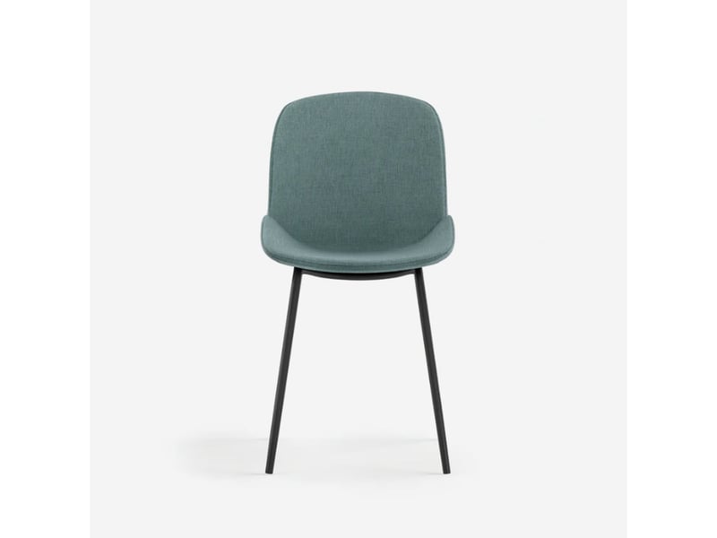  Lot de 4 chaises de salle à manger rembourrées en tissu adhara - turquoise  - Conforama D