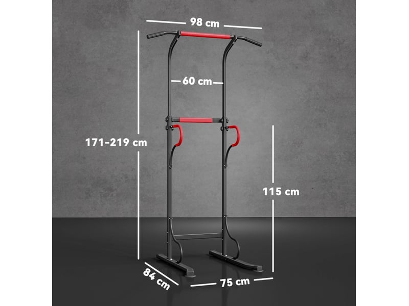  Tour de musculation réglable 98x84 cm barre de traction métal noir et rouge  - Conforama D