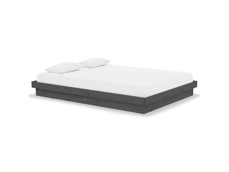  Lit double- lit adulte -  cadre de lit sans matelas gris bois massif 140x190 cm  - Conforama A
