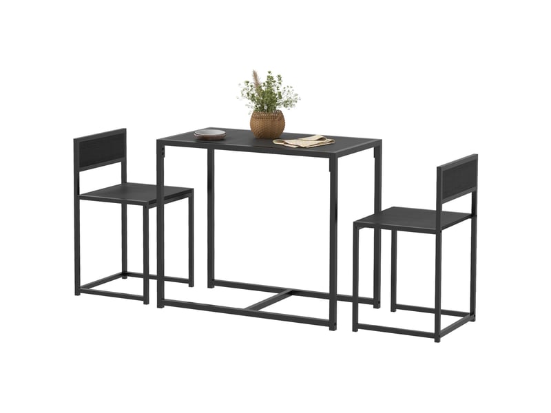  Ensemble table et chaises , table à manger 3 pièces avec 2 chaises encastrables, noir, pour cuisine salon maison  - Conforama B