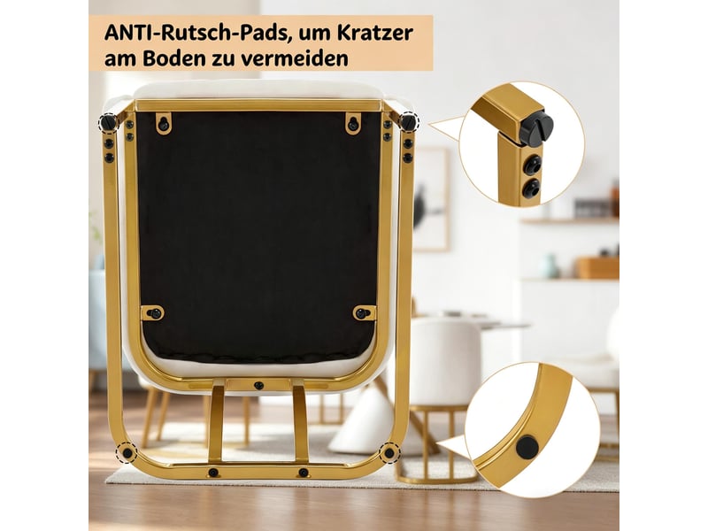  Lot de 2 chaises de salle à manger,45x39x84 cm,velours,beige  - Conforama E