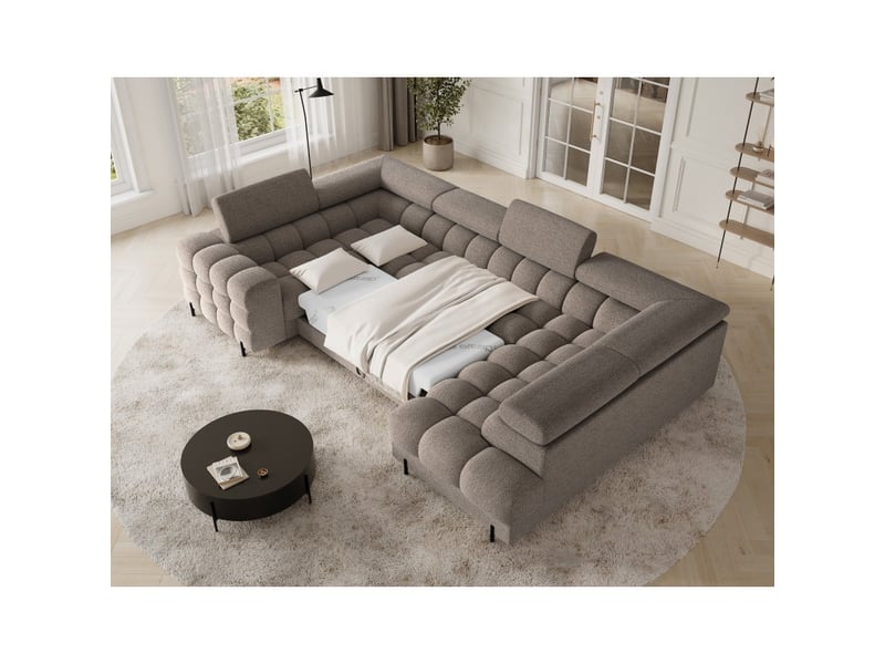  Canapé panoramique convertible factory 3 places marron – angle droit avec coffre  - Conforama B