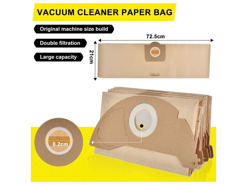  Enowelir paquet de 10 6.959-130.0 dustbag en papier a 220122042504 pour karcher wd3 wd3p wet &amp; dry aspirateur de remplacement  - Conforama B
