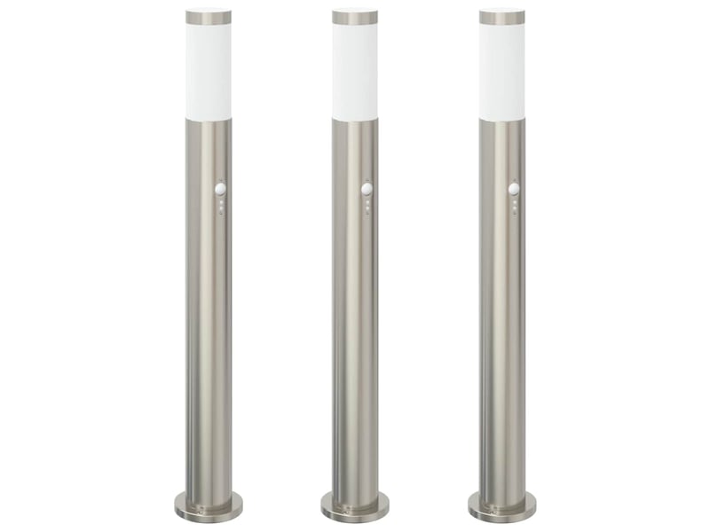  Lot de 3 borne lumineuse avec détecteur 80 cm acier inoxydable ip44 shl98602  - Conforama A