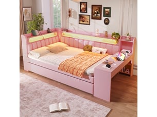 Lit banquette 140x200 cm <strong></strong>  <strong></strong> coloris rose