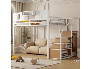 Lit mezzanine 140x200 cm OKWISH coloris blanc