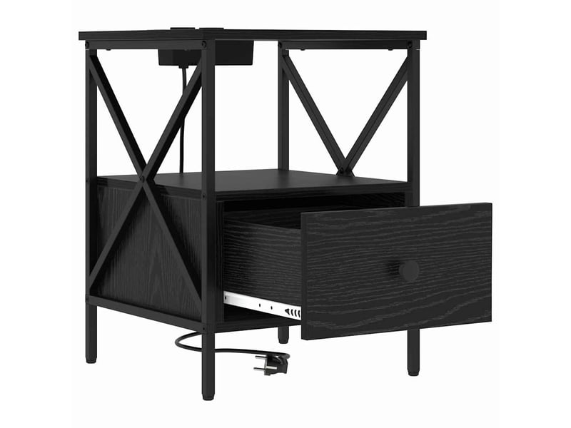  Table de chevet - cabinet de chevet - table de nuit 2 pièces chêne noir 41,5 x 40,5 x 55 cm  - Conforama E