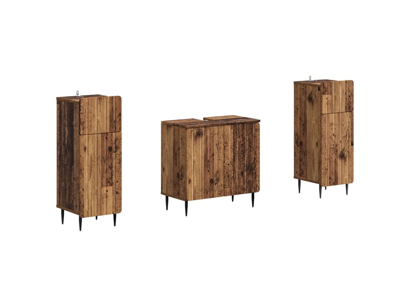  Ensemble de meuble de salle de bain 3 pièces zwolle bois ancien cf63539  - Conforama A