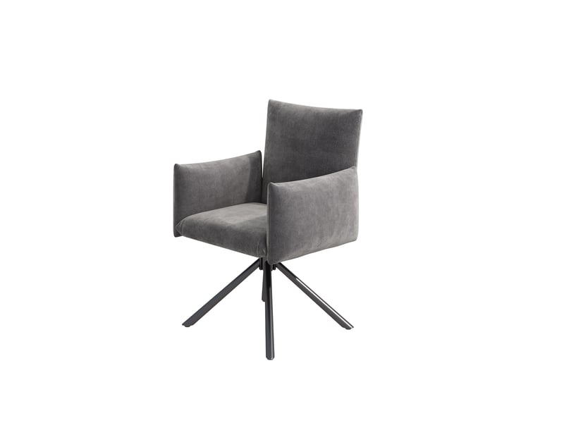 Lot de 6 chaises de salle à manger 60 x 60 x 88 cm – gris – velours pivotant 360° et accoudoirs rembourrés  - Conforama D