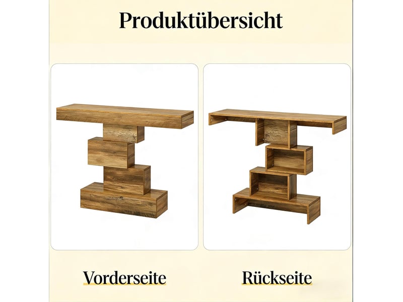  Console d’entrée géométrique en panneau de particules e1 – bois clair – 108 x 30 x 80 cm  - Conforama D