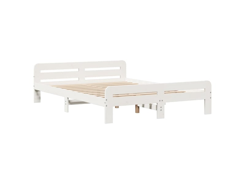  Lit double- lit adulte -  cadre de lit sans matelas blanc 140x190 cm bois de pin massif  - Conforama B