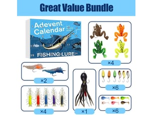 Calendrier de l’avent pêche 2026, 24 jours de leurres, kit de pêche pour eau douce et salée, cadeau de noël homme