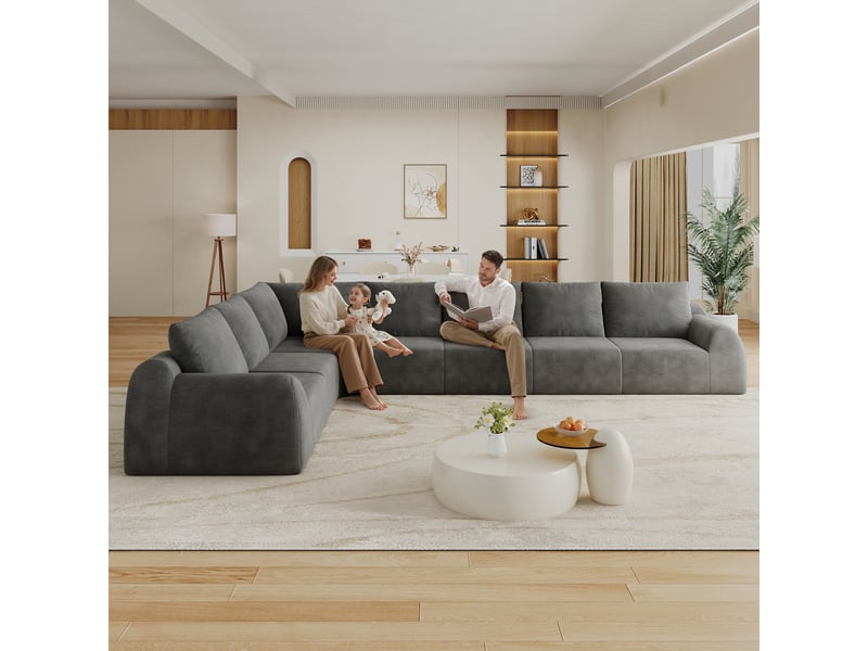 Canapé d'angle, canapé de salon, gris foncé, sans montage, format compressé, pour salon, appartement, chambre  - Conforama R
