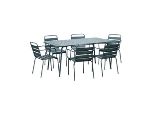 Ensemble table de jardin + 6 fauteuils en métal vert sapin - baca