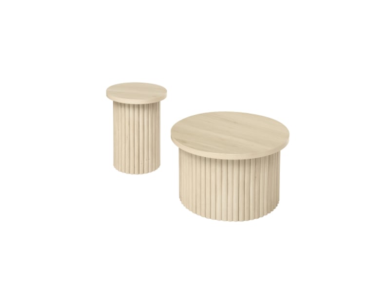  Lot de 2 tables basses rondes aspect bois naturel  - Conforama A