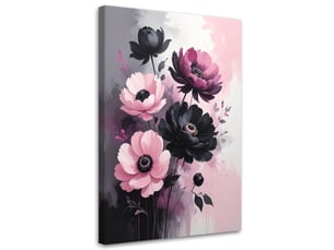 Toile imprimée, fleurs botaniques délicates roses 20x30