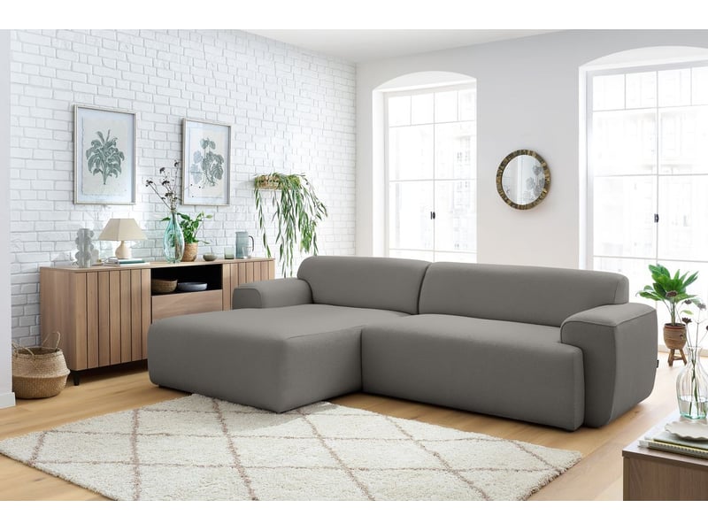  Bobochic canapé d'angle fixe marais gris foncé  angle gauche MARAIS - Conforama D