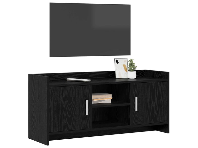  Meuble tv - banc tv - meuble de rangement 102 x 33 x 47 cm chêne noir bois d'ingénierie  - Conforama C
